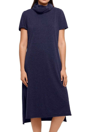 BAM BY BETSY & ADAM Womens Navy Short Sleeve Midi Shift Dress S
