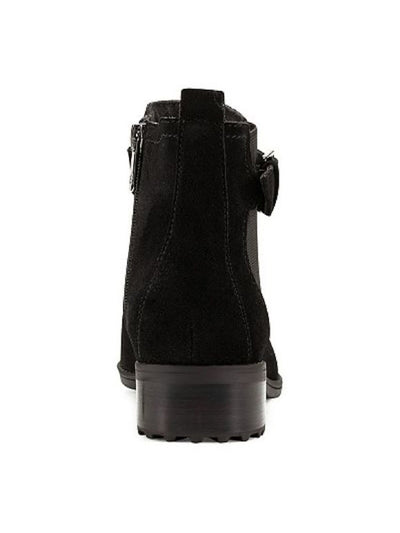 EASY STREET Womens Black Buckle Accent Water Resistant Rae Round Toe Block Heel Zip-Up Leather Booties 7.5 M