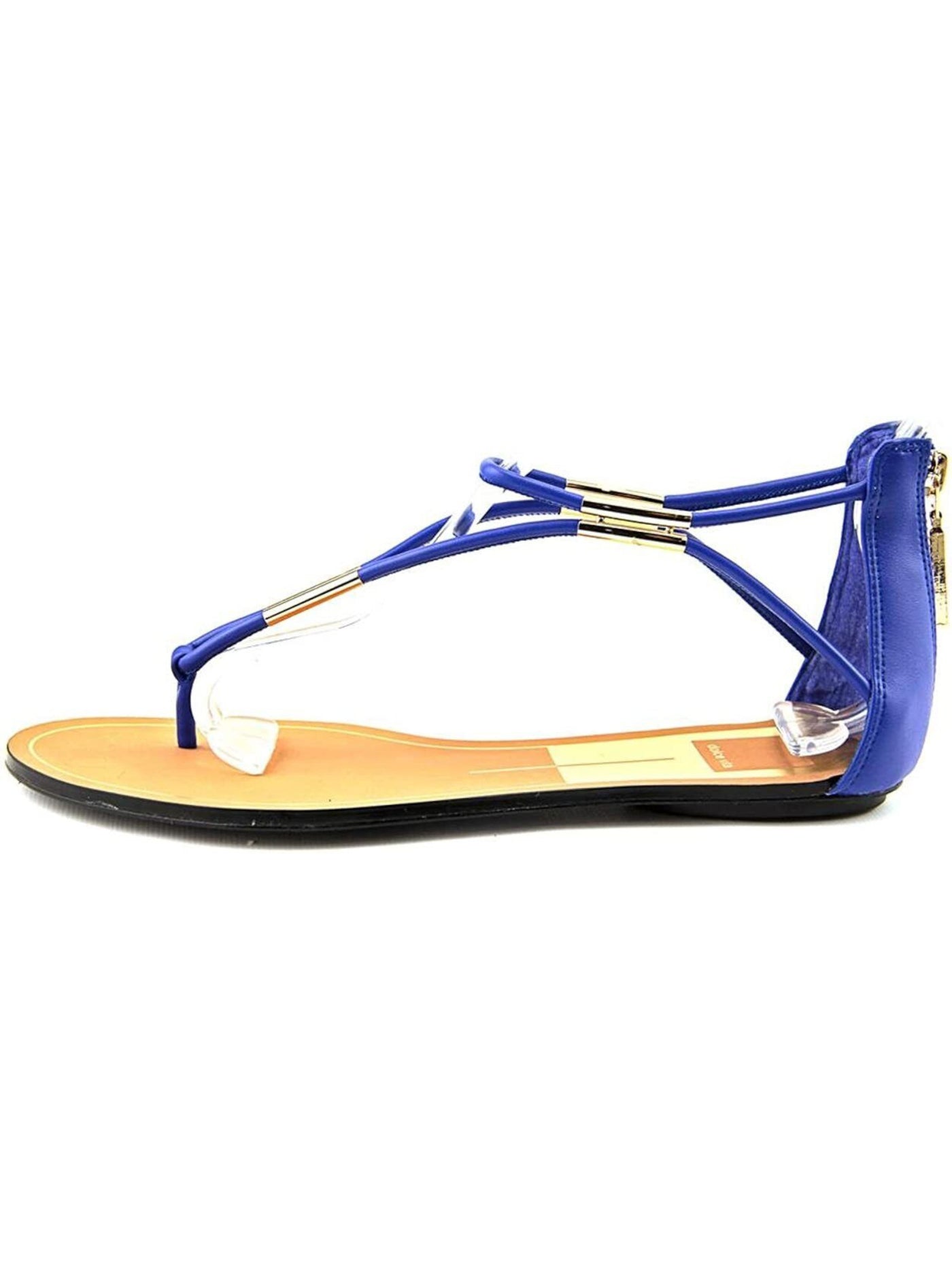 DOLCE VITA Womens Blue Metallic Marnie Round Toe Zip-Up Thong Sandals Shoes 7 M