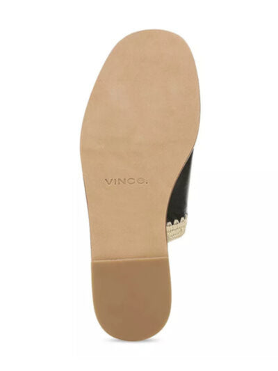 VINCE. Womens Black Padded Padmore Round Toe Slip On Leather Slide Sandals Shoes M