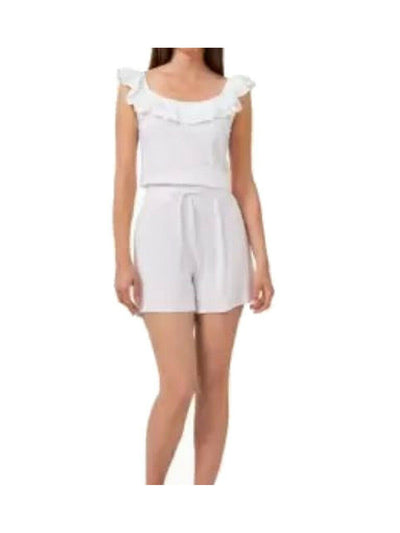 RILEY&RAE Womens White Pocketed Tie Two Front Pockets,  Relaxed Fit. Shorts XS