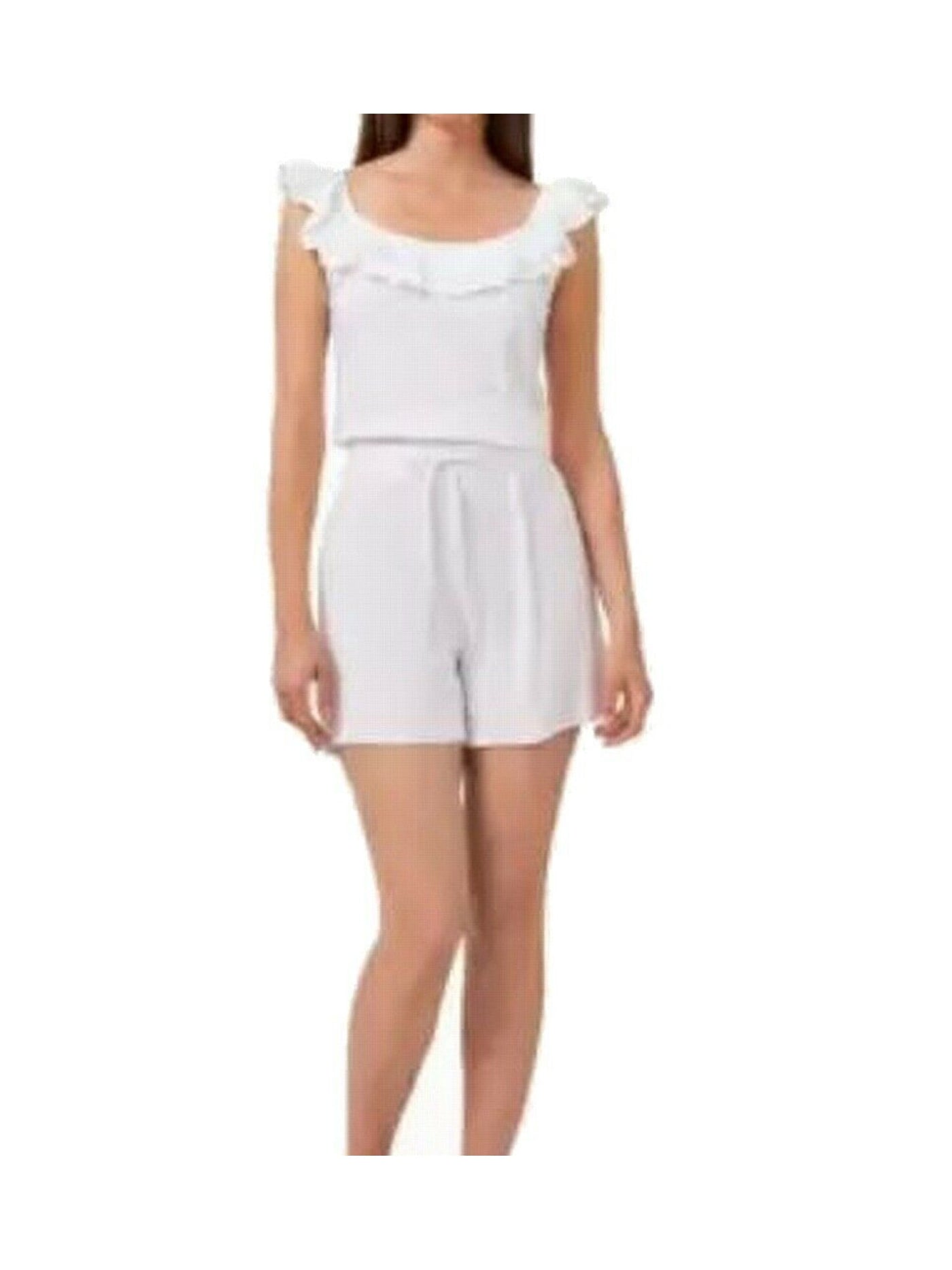 RILEY&RAE Womens White Pocketed Tie Two Front Pockets,  Relaxed Fit. Shorts S