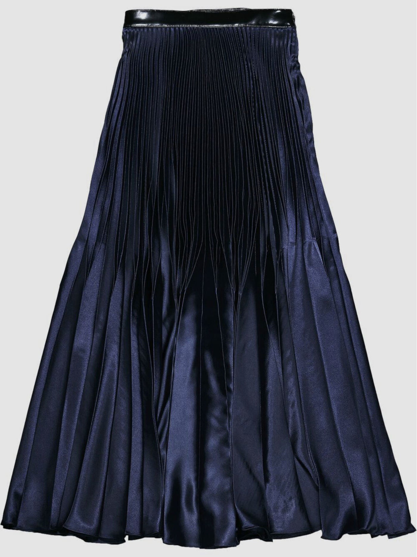 CHRISTOPHER KANE Womens Navy Pleated Zippered Faux Leather Waist Color Block Full-Length A-Line Skirt 4