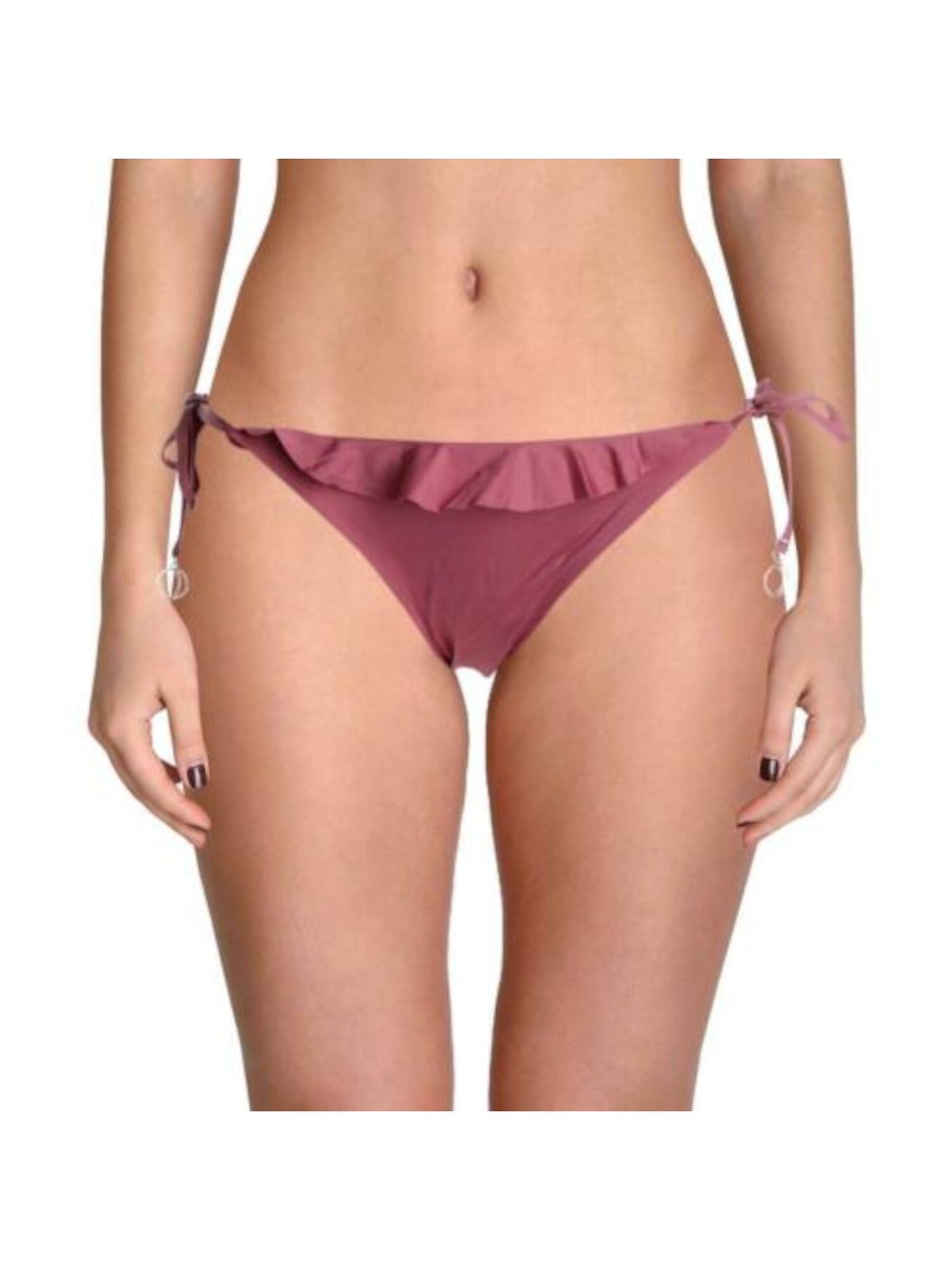 SO LUNA Women's Pink Ruffled Tie Sides Swimwear Bottom S