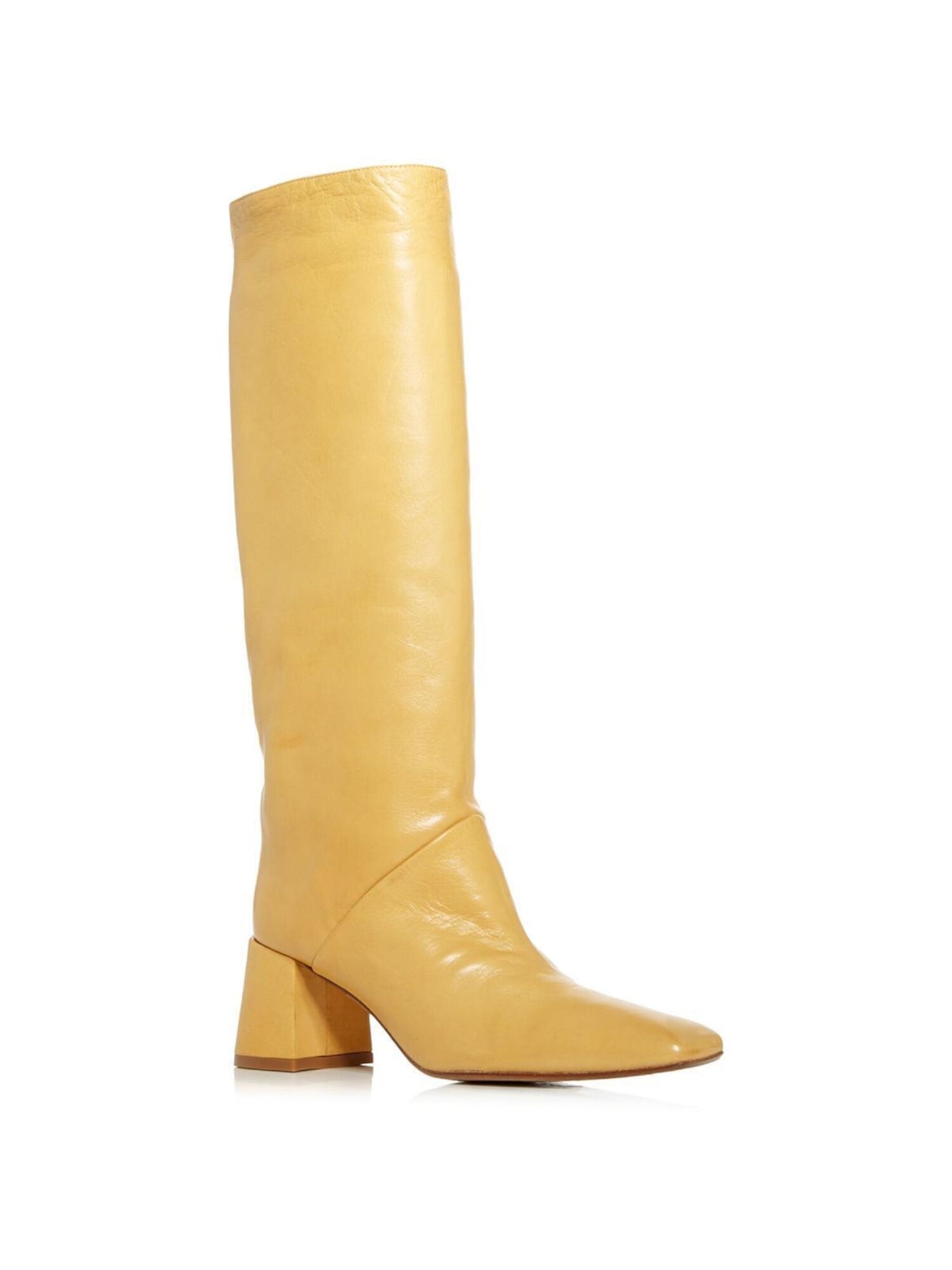 MISTA Womens Yellow Padded Finola Square Toe Block Heel Leather Heeled Boots 37