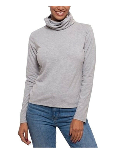 BAM BY BETSY & ADAM Womens Gray Cotton Blend Long Sleeve Turtle Neck Top S