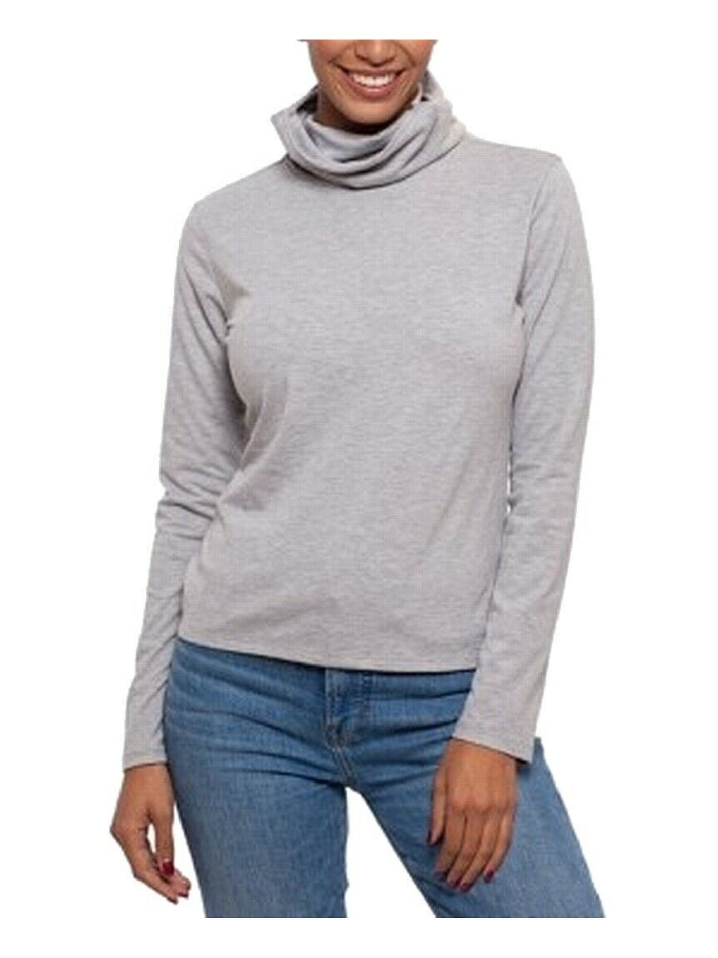 BAM BY BETSY & ADAM Womens Gray Cotton Blend Attached Face Mask Long Sleeve Crew Neck Top XL