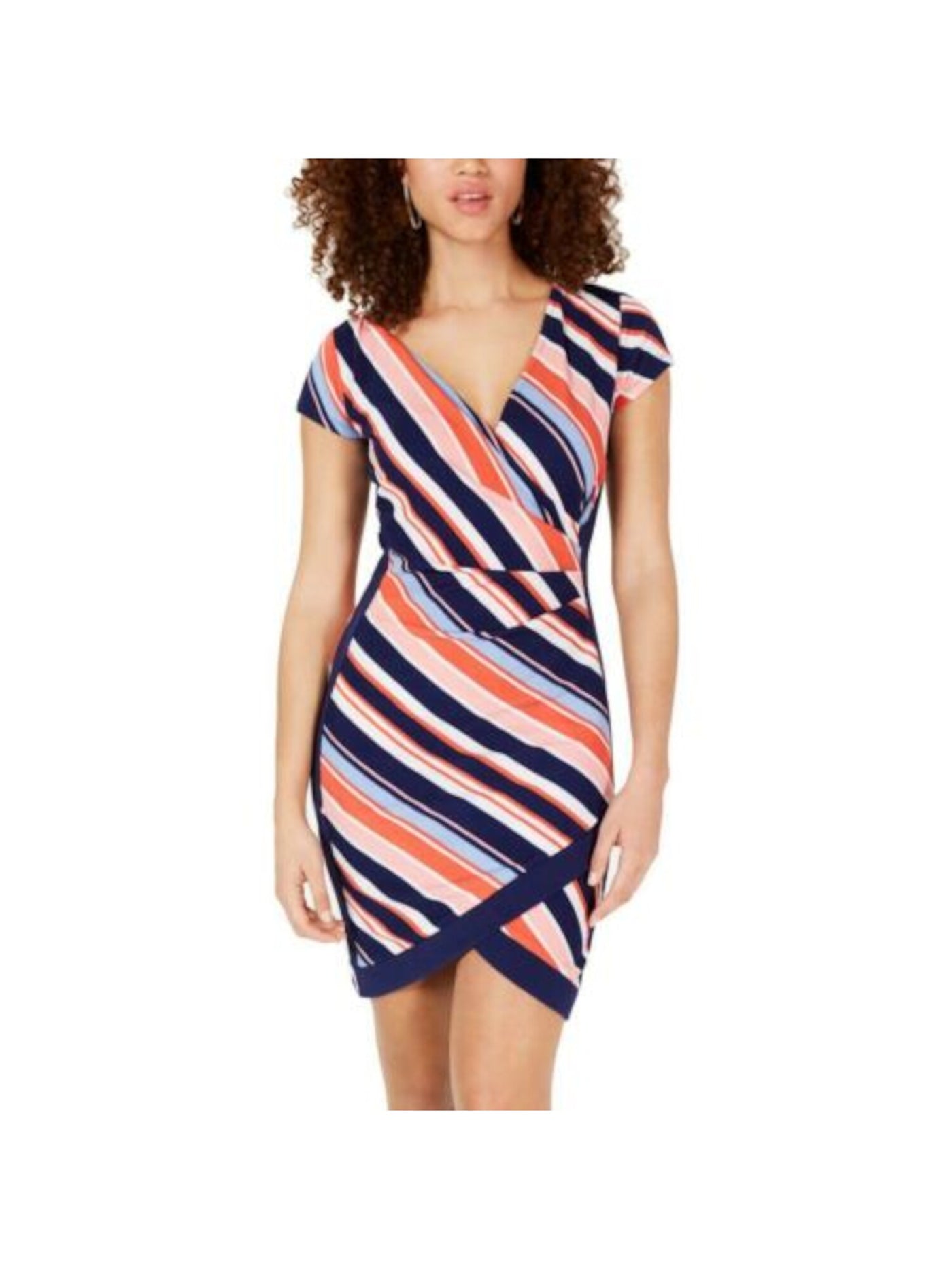 CRAVE FAME Womens Navy Striped Sleeveless Short Body Con Dress Juniors Size: XS