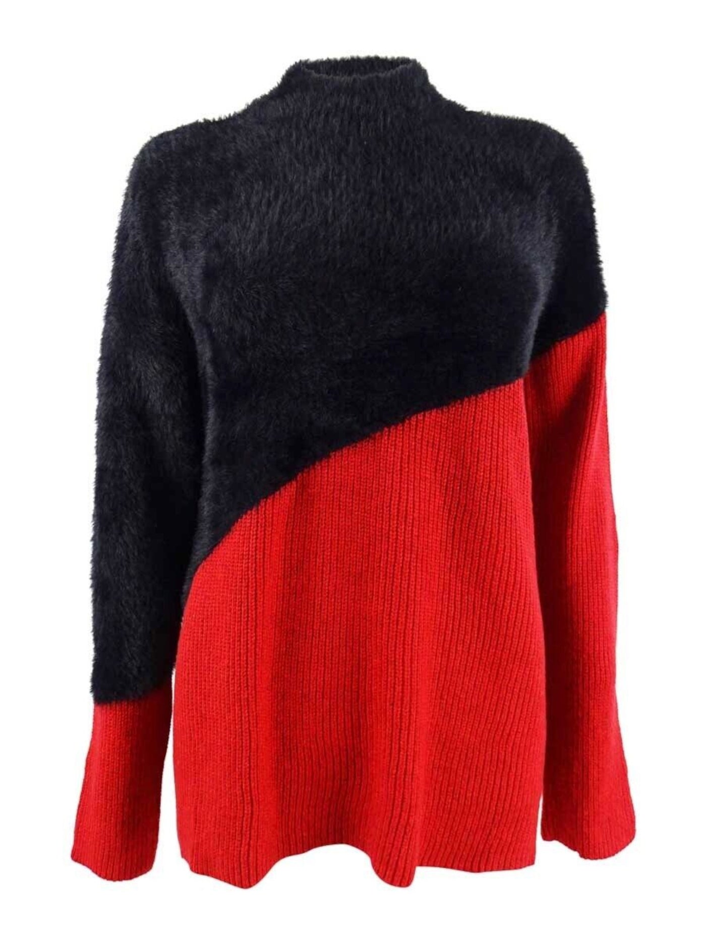 VINCE CAMUTO Womens Red Textured Ribbed Long Sleeve Mock Neck Wear To Work Sweater L