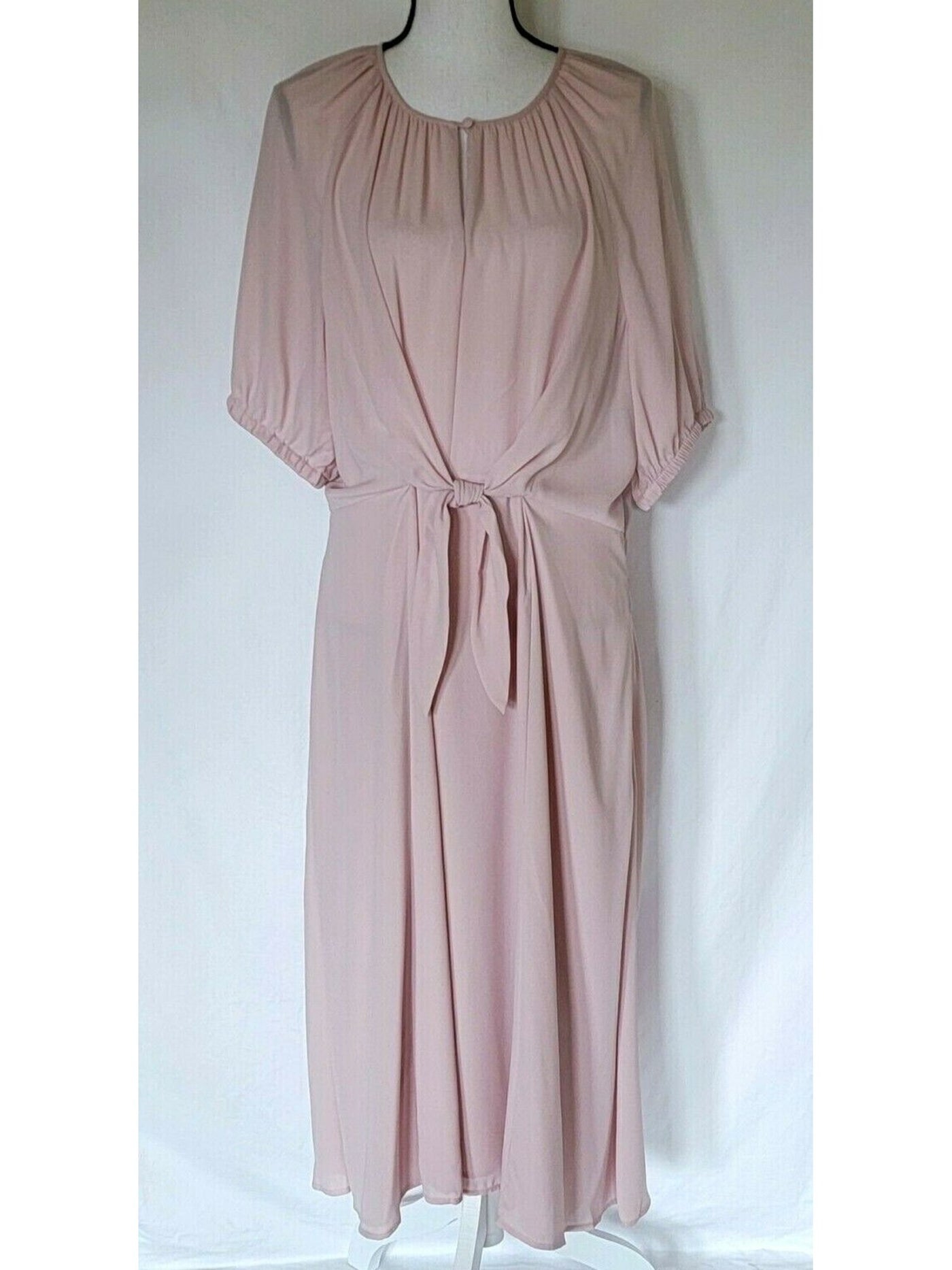 ALFANI Womens Pink Short Sleeve Keyhole Midi Sheath Dress Size: XS