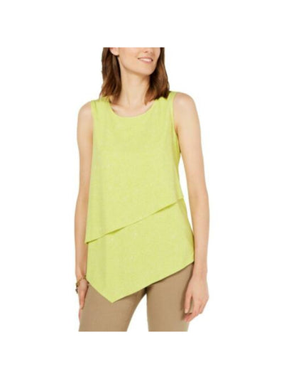 ALFANI Womens Sleeveless Asymmetrical Jewel Neck Top