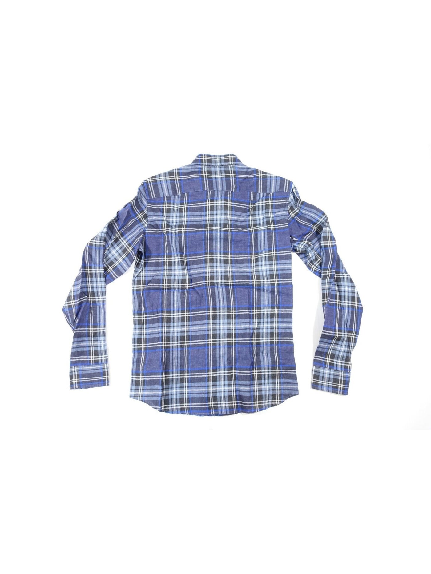 MICHAEL KORS Mens Blue Plaid Long Sleeve Collared Slim Fit Button Down Shirt XXL