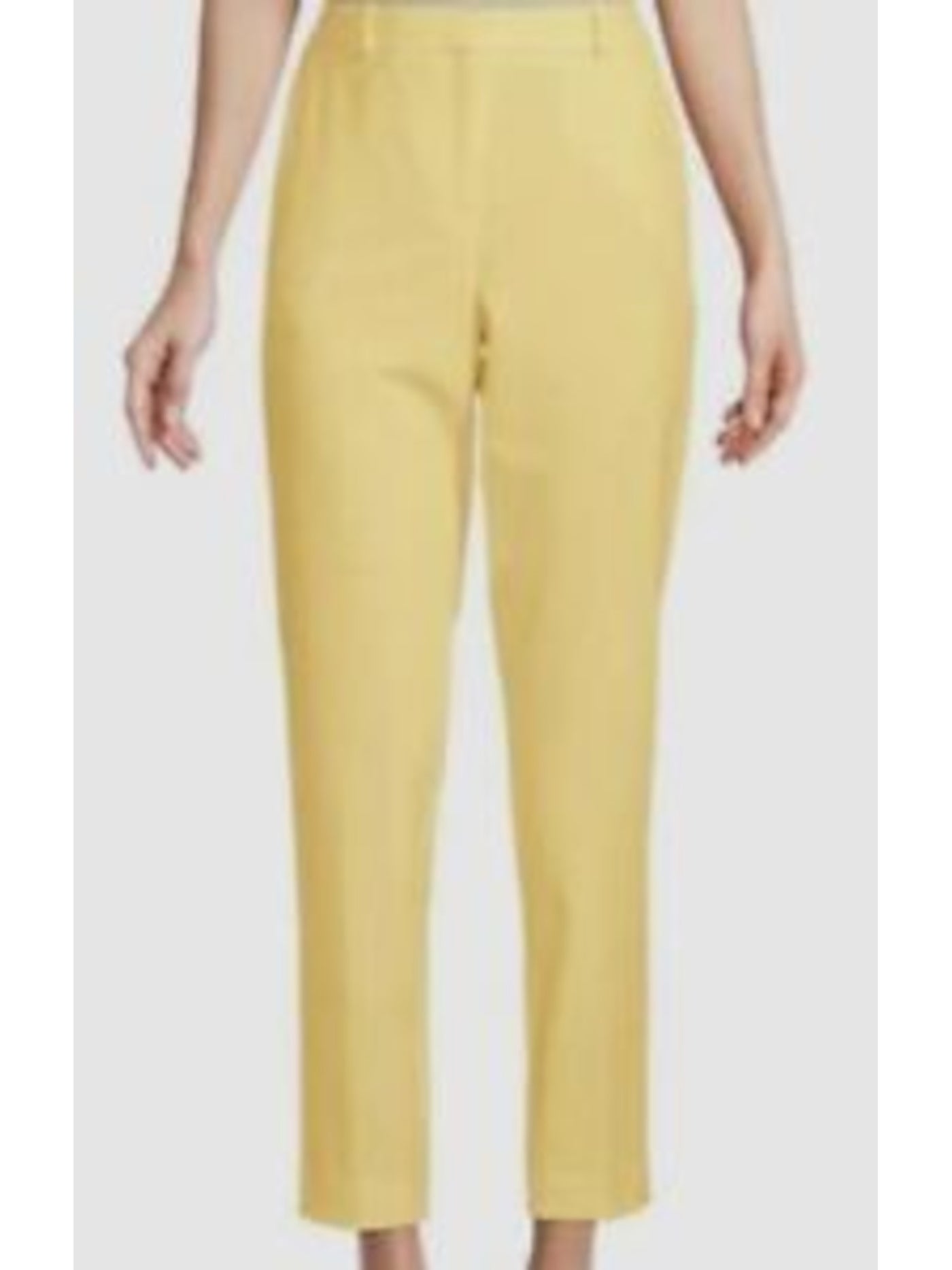 DKNY Womens Yellow Zippered Pocketed Straight leg Pants Petites 16P