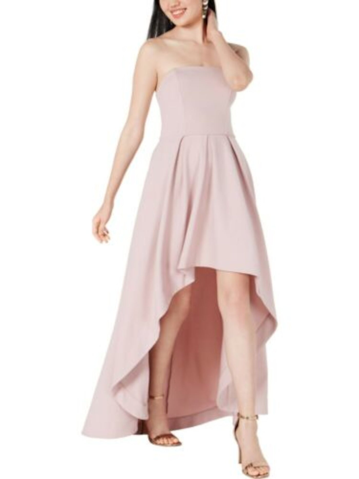 SPEECHLESS Womens Pink Pocketed Sleeveless Strapless Maxi Evening Hi-Lo Dress Juniors 5