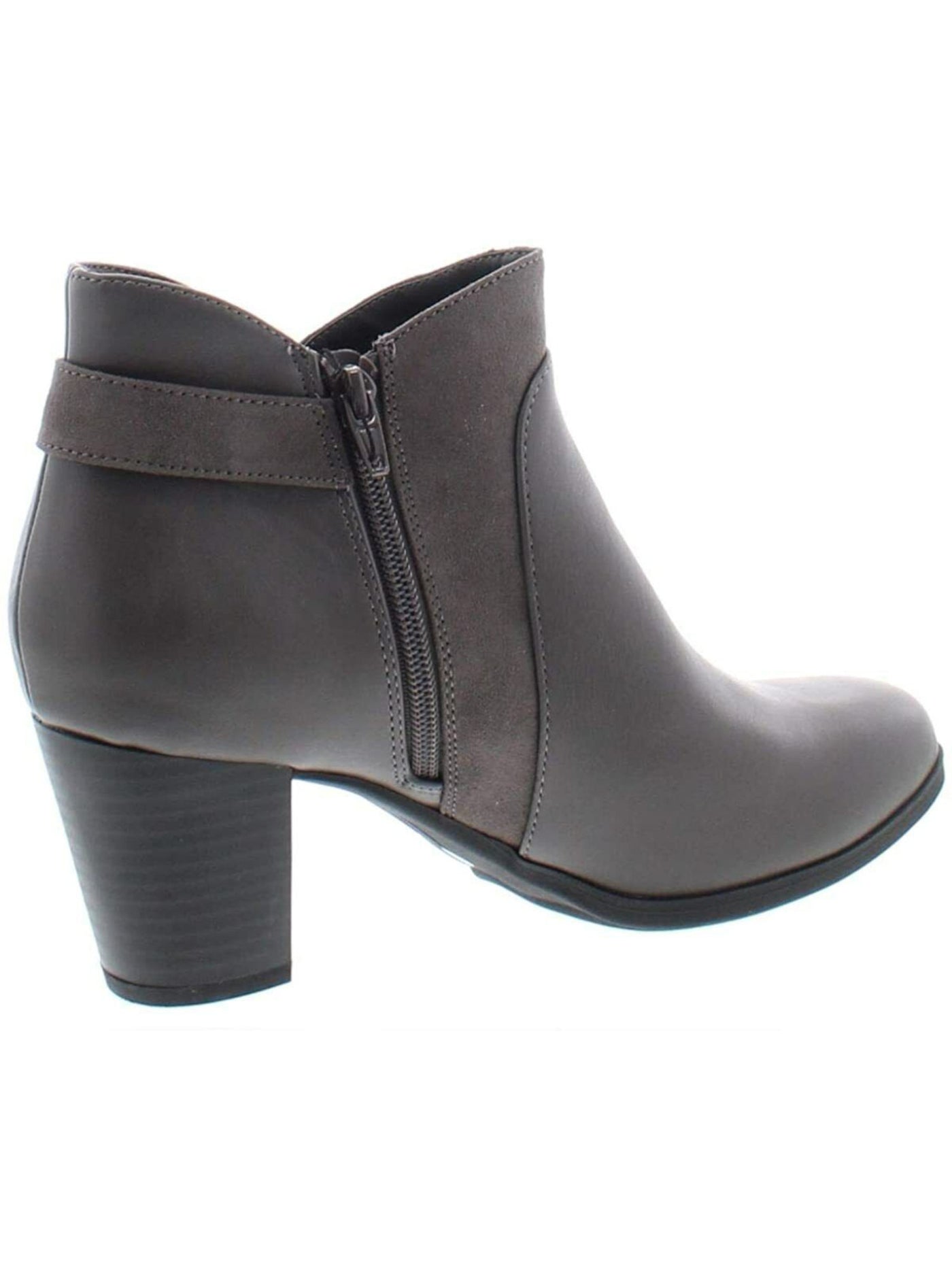 Giani Bernini Womens Gray Buckle Accent Round Toe Block Heel Zip-Up Booties 8.5