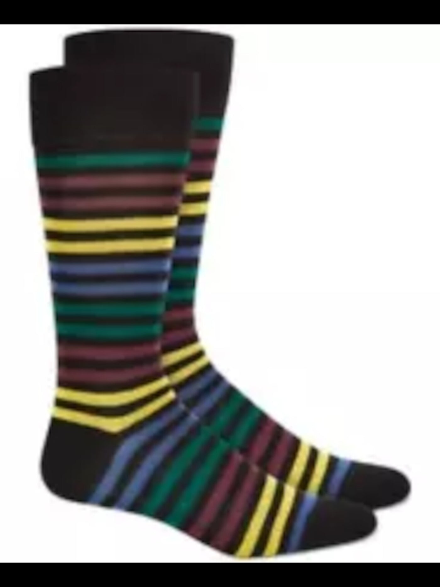 ALFANI Black Striped Stripe Seamless Dress Crew Socks 10-13