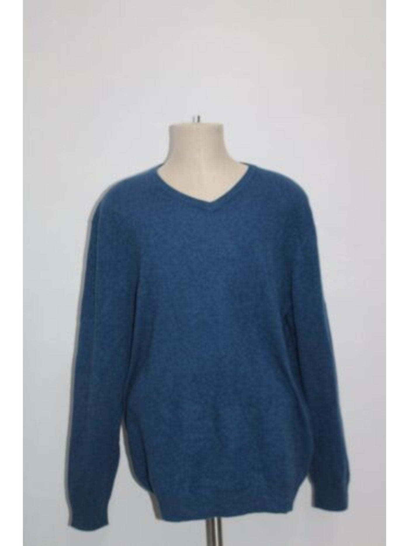 CLUBROOM Mens Luxury Blue Heather V Neck Stretch Pullover Sweater S
