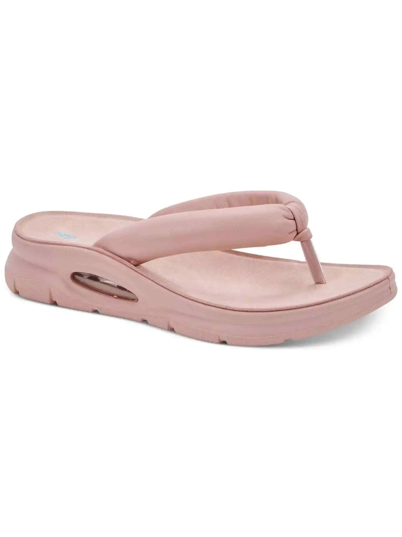 AQUA COLLEGE Womens Pink Cushioned Amanda Round Toe Wedge Slip On Thong Sandals Shoes 9