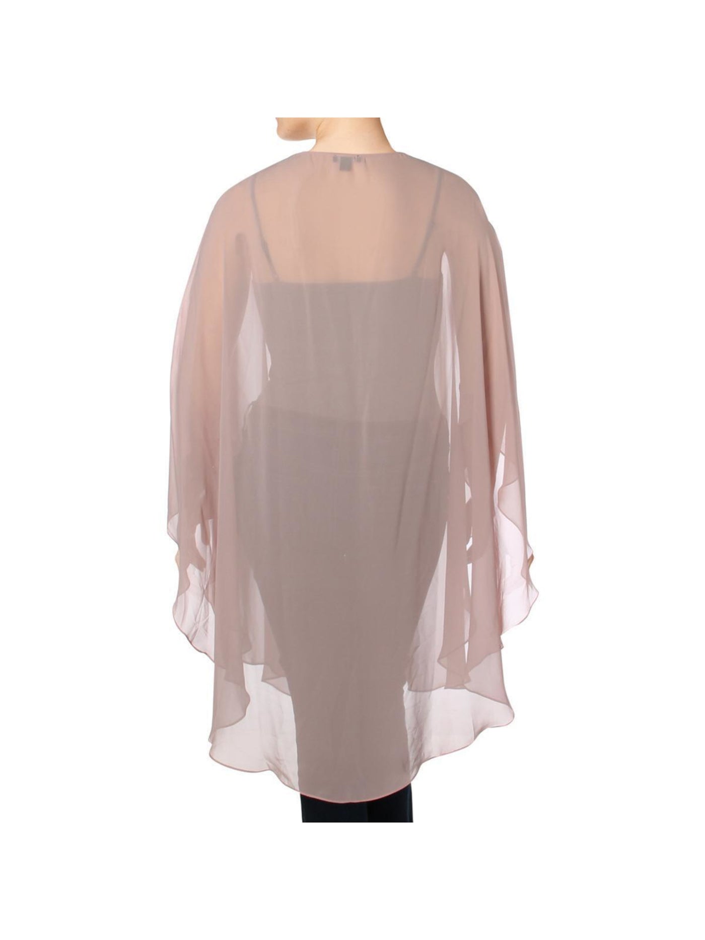 SLNY Womens Pink Sheer Hook Closure At Neck Knee Length Flutter Sleeve Open Front Evening Cardigan Plus 16W