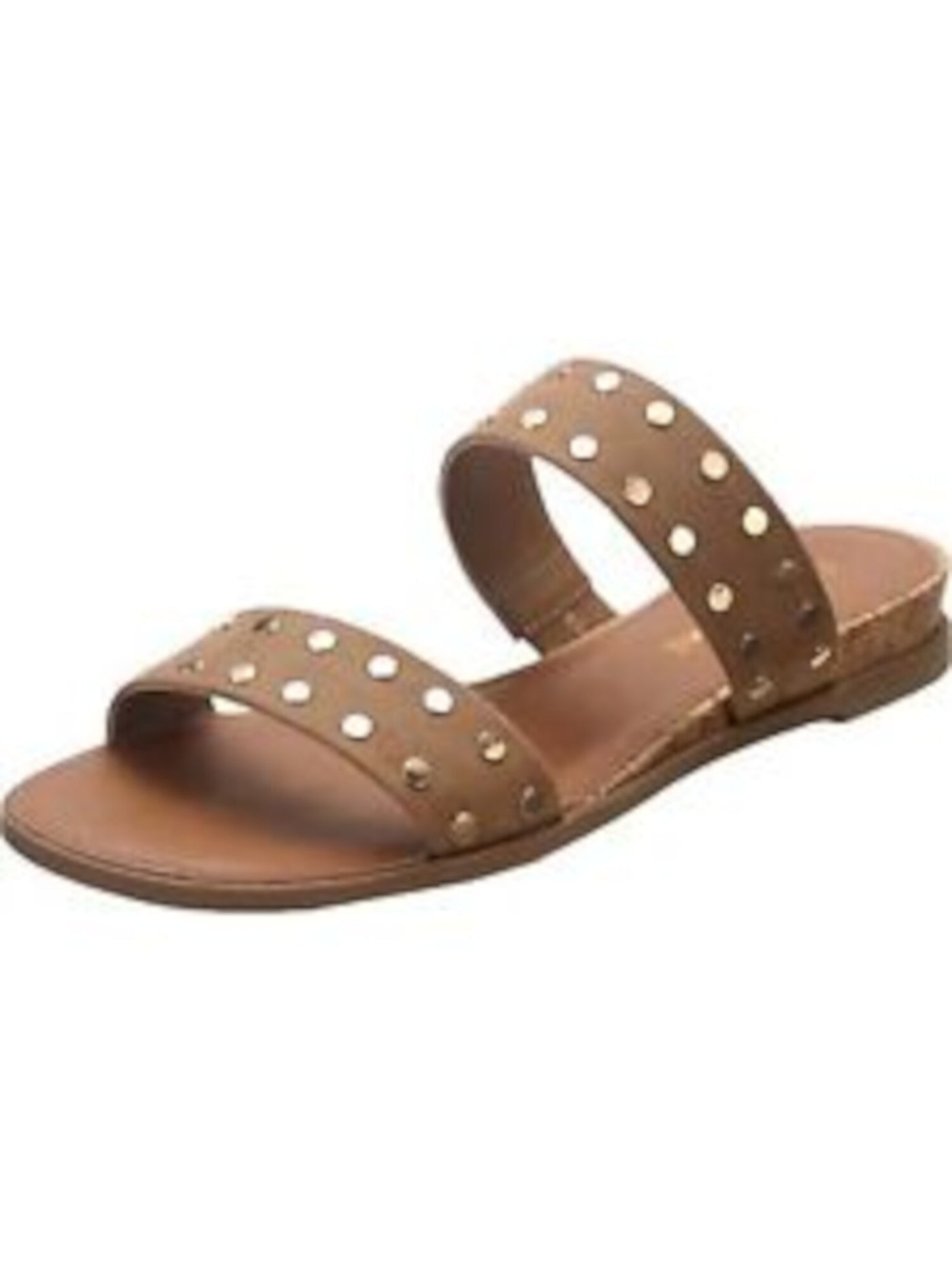 SUN STONE Womens Brown Studded Block Heel Slip On Sandals Shoes 5.5 M