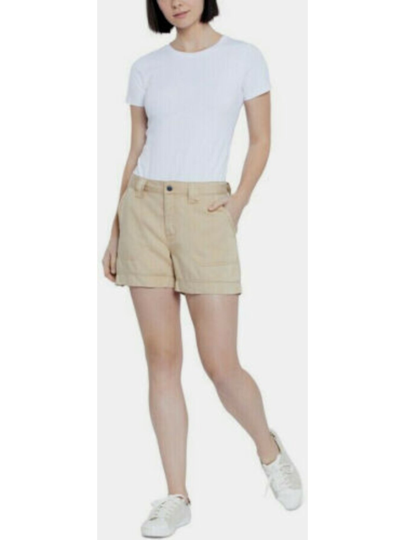 SEVEN7 Womens Beige Stretch Zippered Pocketed Utility Shorts 12