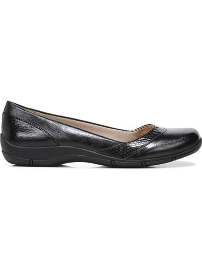 LIFE STRIDE Womens Black Snakeskin Print Traction Sole Cushioned Comfort Deja Vu Round Toe Slip On Flats Shoes 7 M