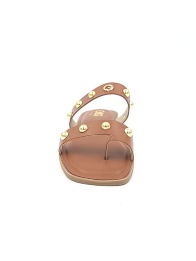 GBG LOS ANGELES Womens Brown Toe-Loop Studded Padded Ritsa Square Toe Slip On Slide Sandals Shoes 11 M