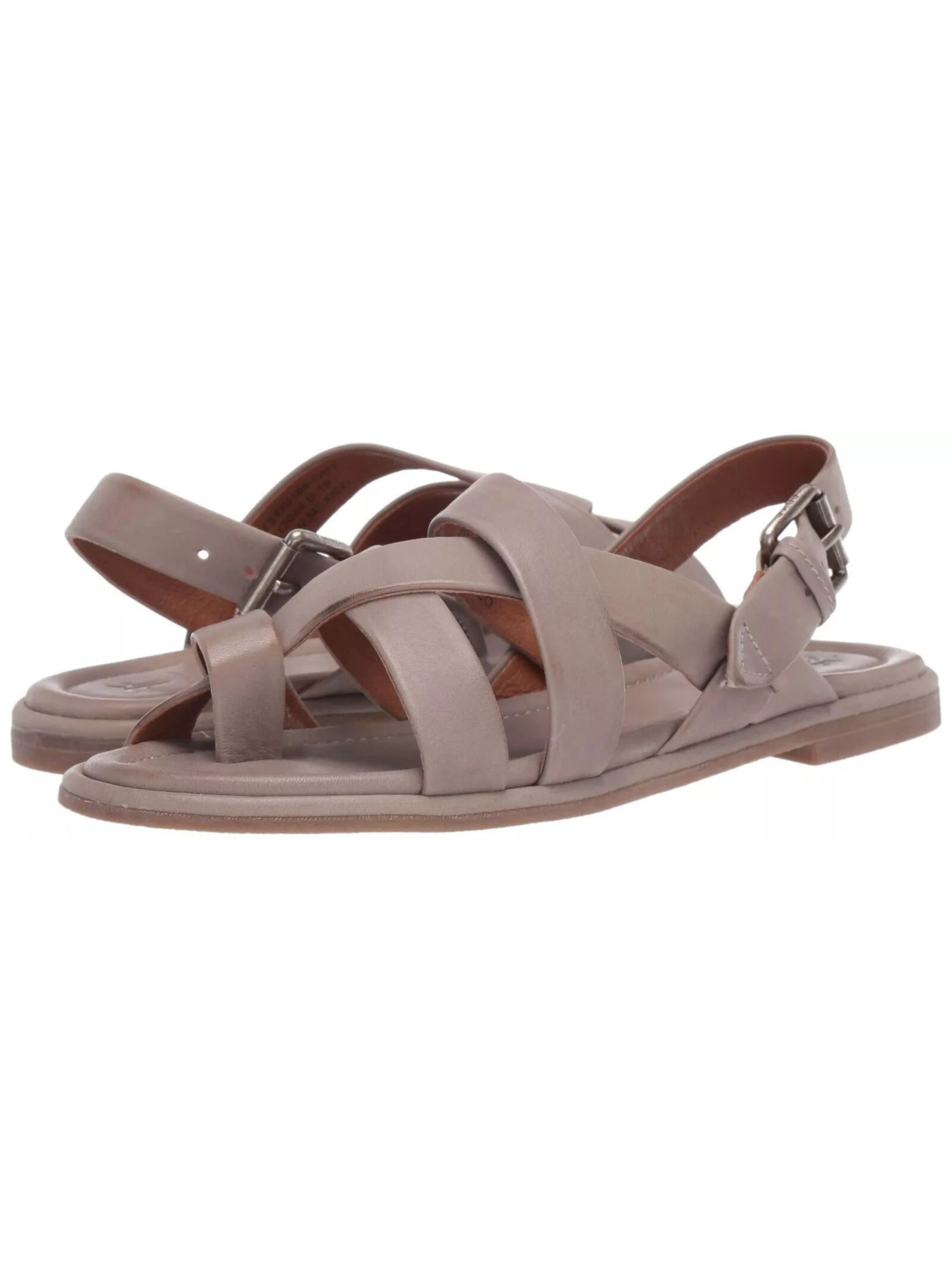 FRYE Womens Gray Toe Strap Goring Padded Tait Softy Almond Toe Buckle Leather Slingback Sandal 8 M