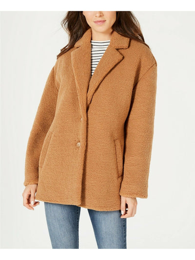 COLLECTIONB Womens Pocketed Fuzzy Button Down Winter Jacket Coat