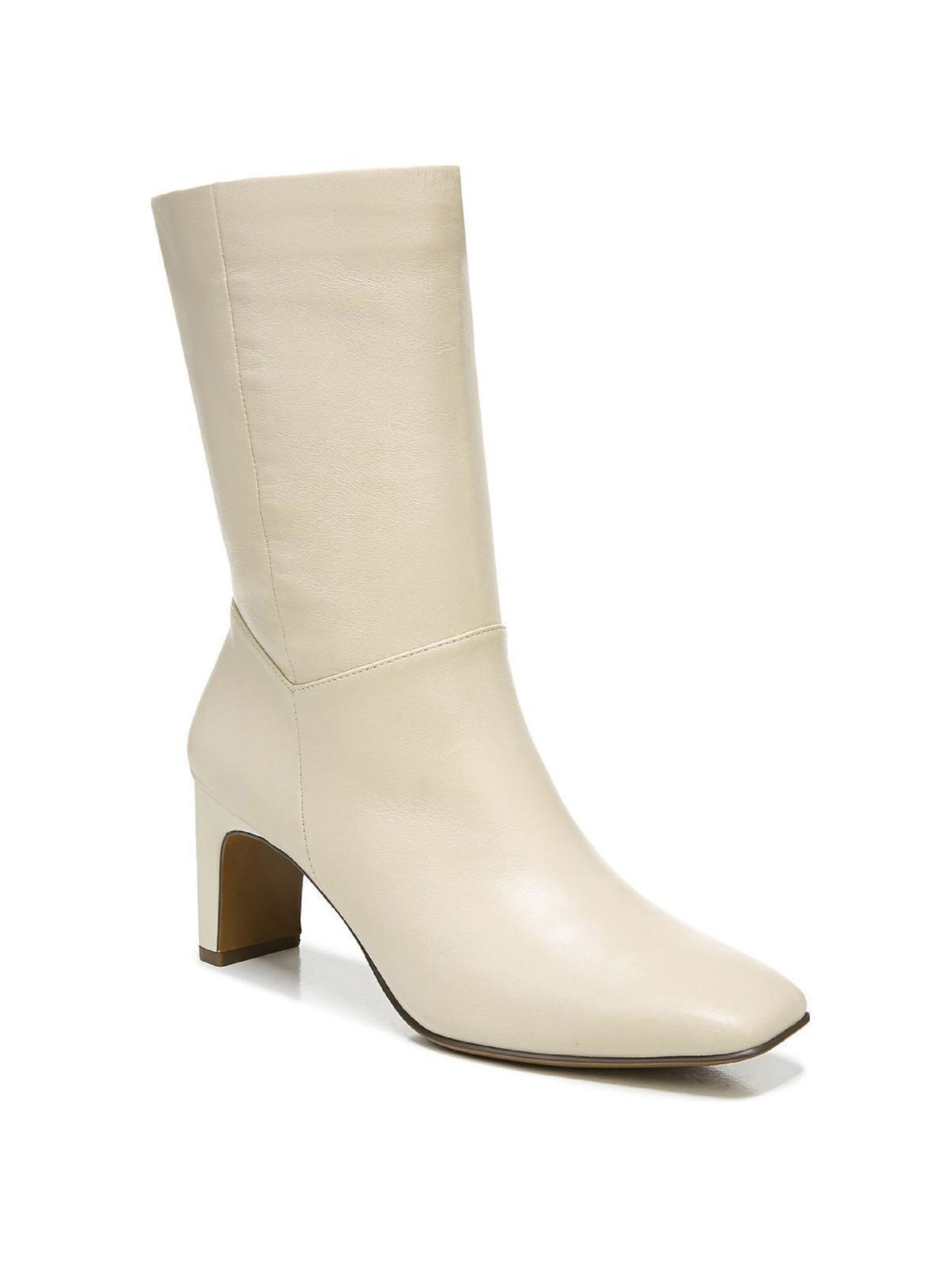 NATURALIZER Womens Ivory Comfort Platt Square Toe Block Heel Zip-Up Leather Heeled Boots 7.5 M