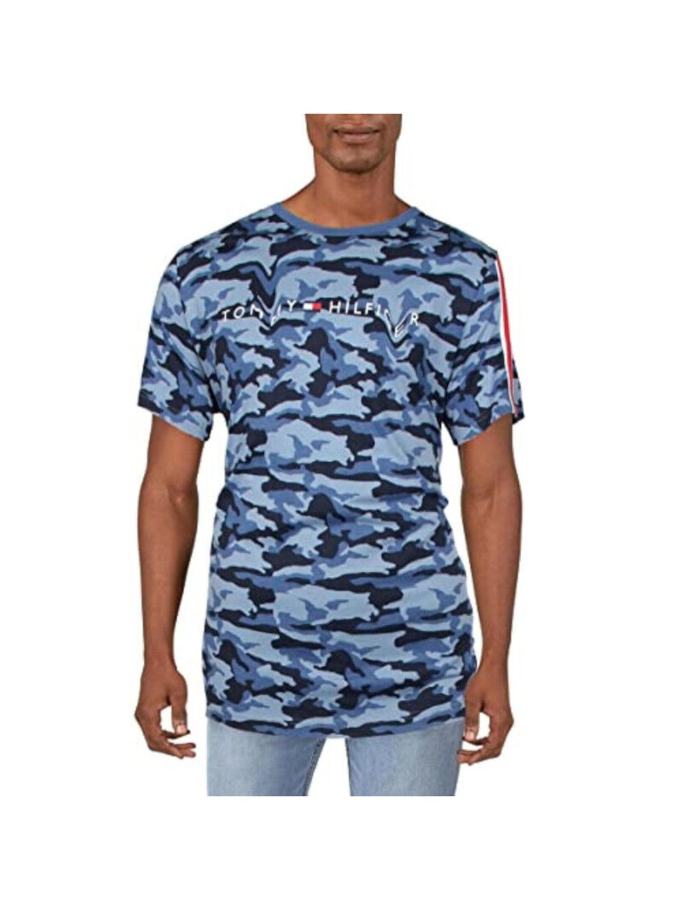 TOMMY HILFIGER SLEEPWEAR Mens Blue Camouflage Classic Fit T-Shirt M