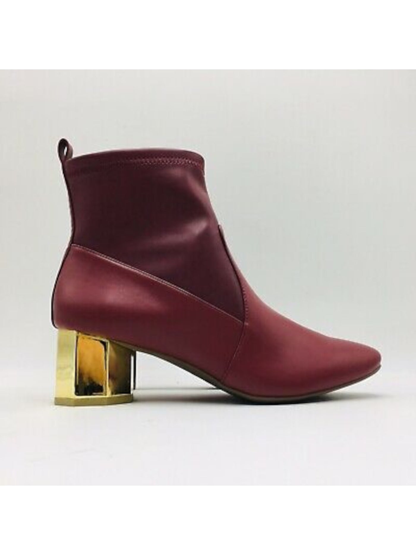 KATY PERRY Womens Burgundy Geometric Heel Stretch Padded Daina Round Toe Block Heel Booties 10 M