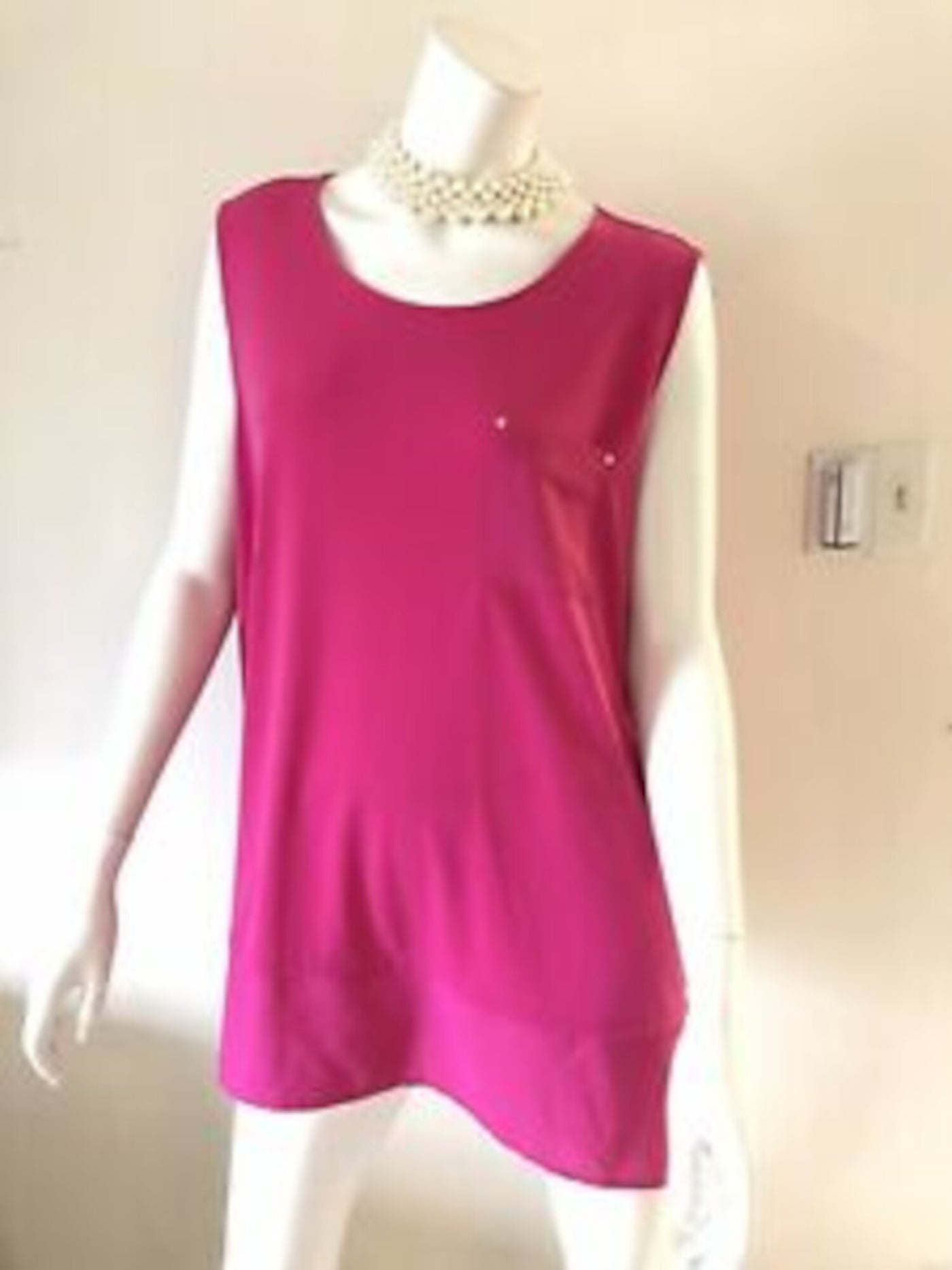 CALVIN KLEIN Womens Pink Stretch Pocketed Fabric Hem Sleeveless Scoop Neck Tank Top 0X