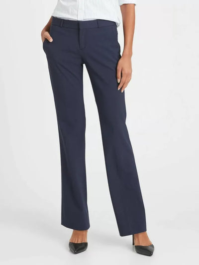 BANANA REPUBLIC Womens Navy Zippered Pocketed Trouser Leg Wear To Work Straight leg Pants Petites 00P