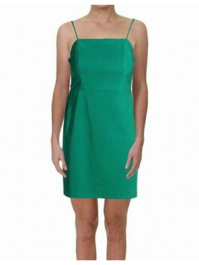 CRYSTAL DOLLS Womens Green Spaghetti Strap Square Neck Mini Cocktail Body Con Dress Juniors 11