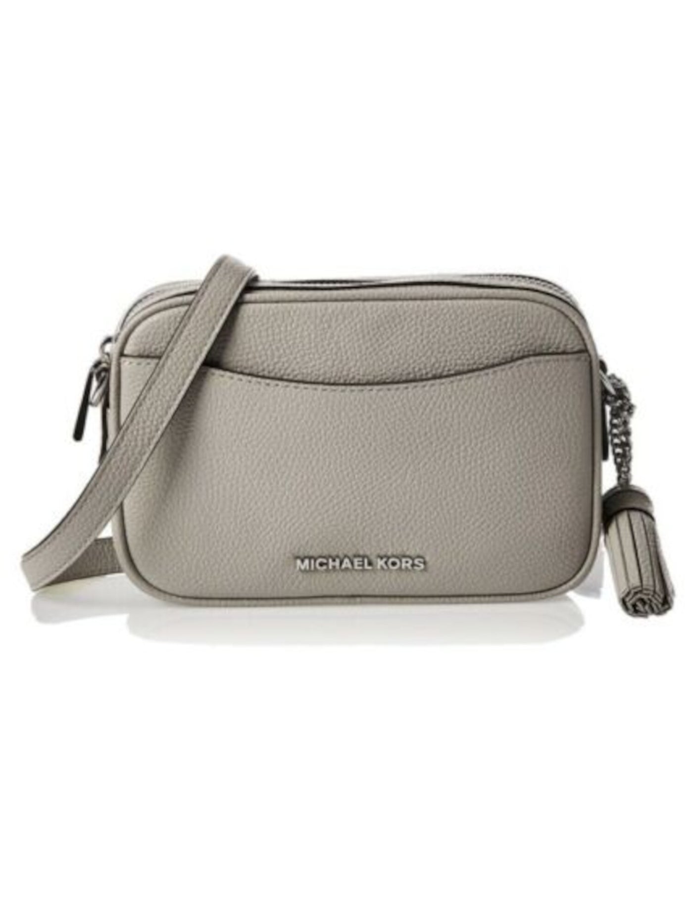 MICHAEL KORS Gray Leather Adjustable Strap Crossbody Handbag Purse