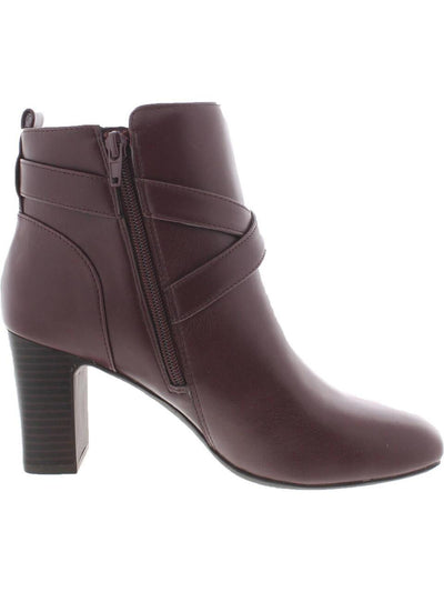 GIANI BERNINI Womens Burgundy Back Pull-Tab Cushioned Strappy Buckle Accent Evrett Square Toe Block Heel Zip-Up Booties 6 M