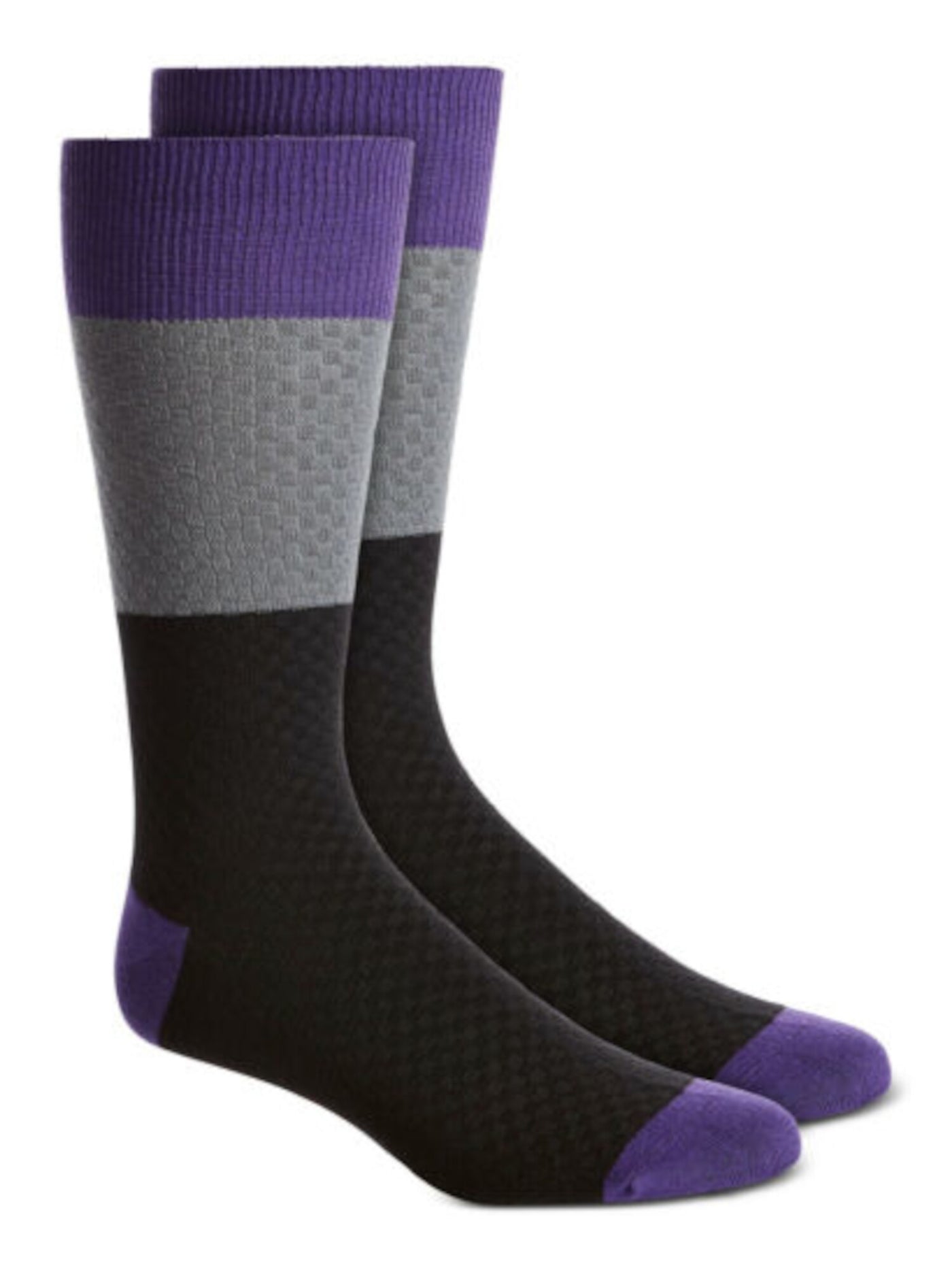 ALFANI Mens Gray Rayon Color Block Dress Crew Socks 10-13