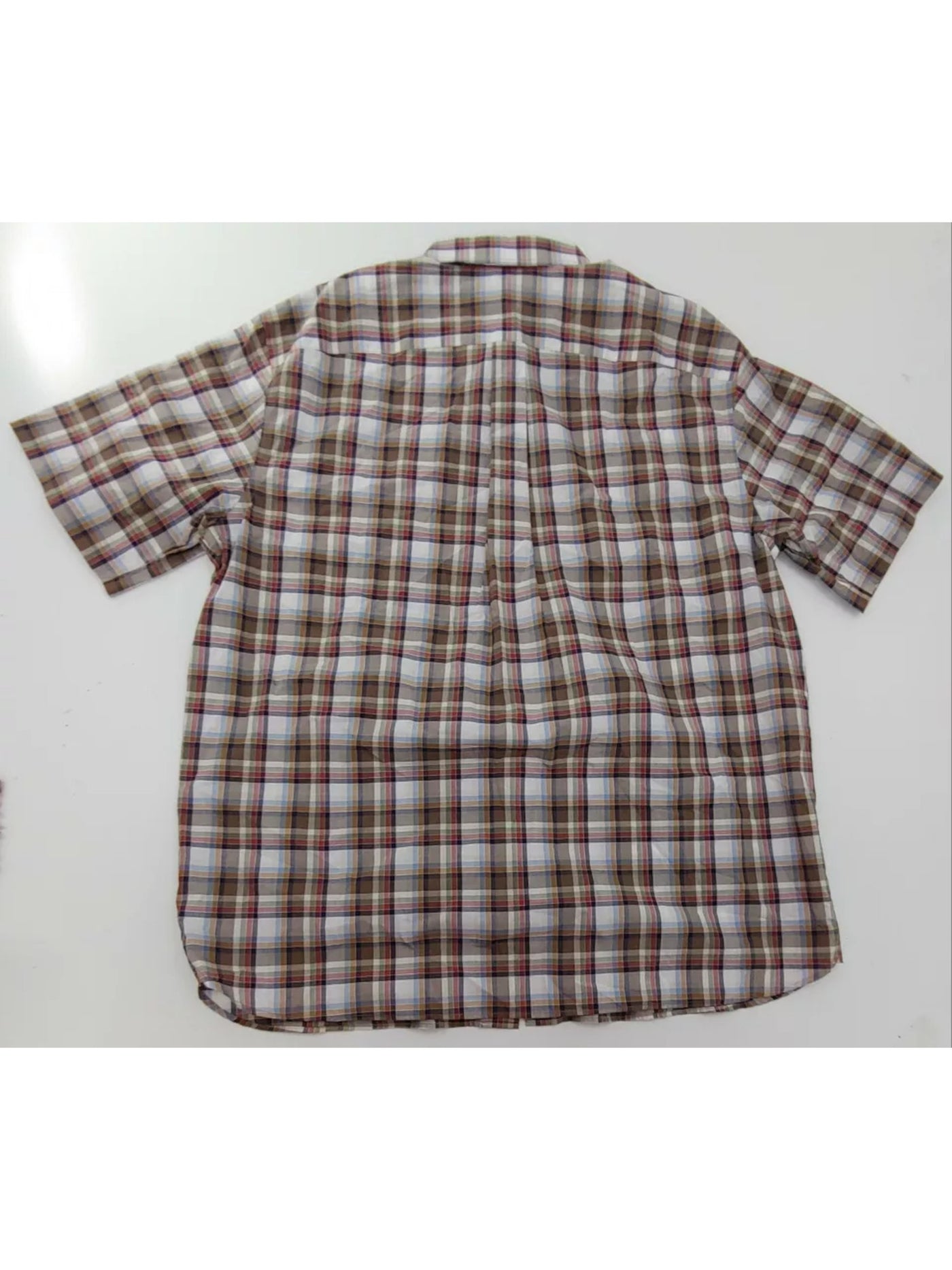 DANIEL CREMIEUX Mens Brown Plaid Short Sleeve Collared Classic Fit Button Down Shirt M