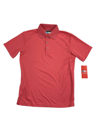 HYBRID APPAREL Mens Pink Moisture Wicking Polo S