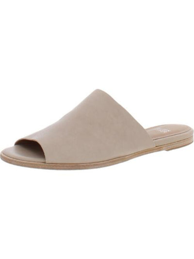 EILEEN FISHER Womens Khaki Beige Side Goring Padded Class Almond Toe Slip On Leather Slide Sandals 6.5 M