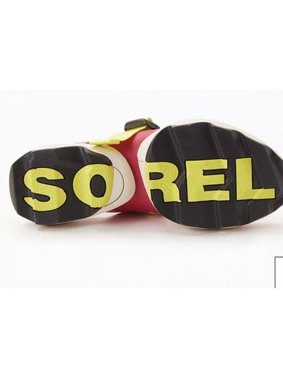 SOREL Womens Pink Mixed Media Adjustable Padded Kinetic™ Open Toe Wedge Buckle Slingback Sandal