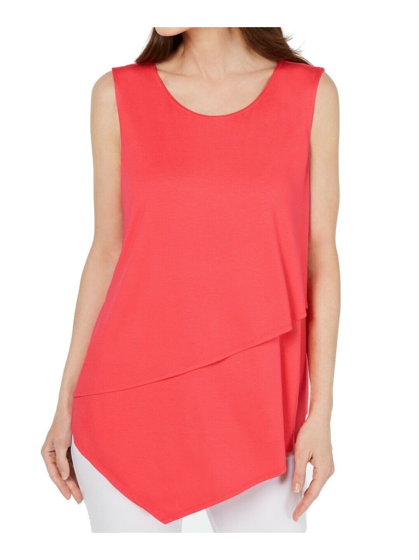 ALFANI Womens Coral Layered Look Sleeveless Scoop Neck Top Size: M