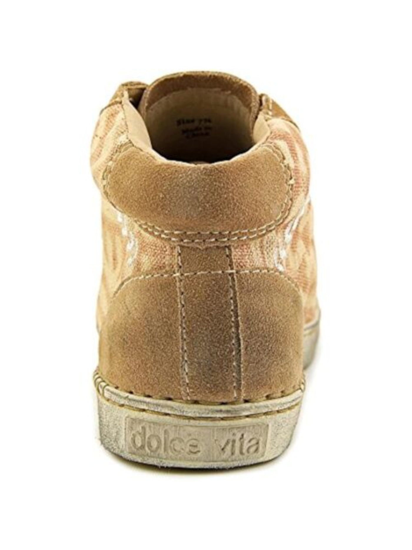 DOLCE VITA Womens Sand Beige Mixed Media Zane Round Toe Lace-Up Leather Sneakers Shoes 7.5