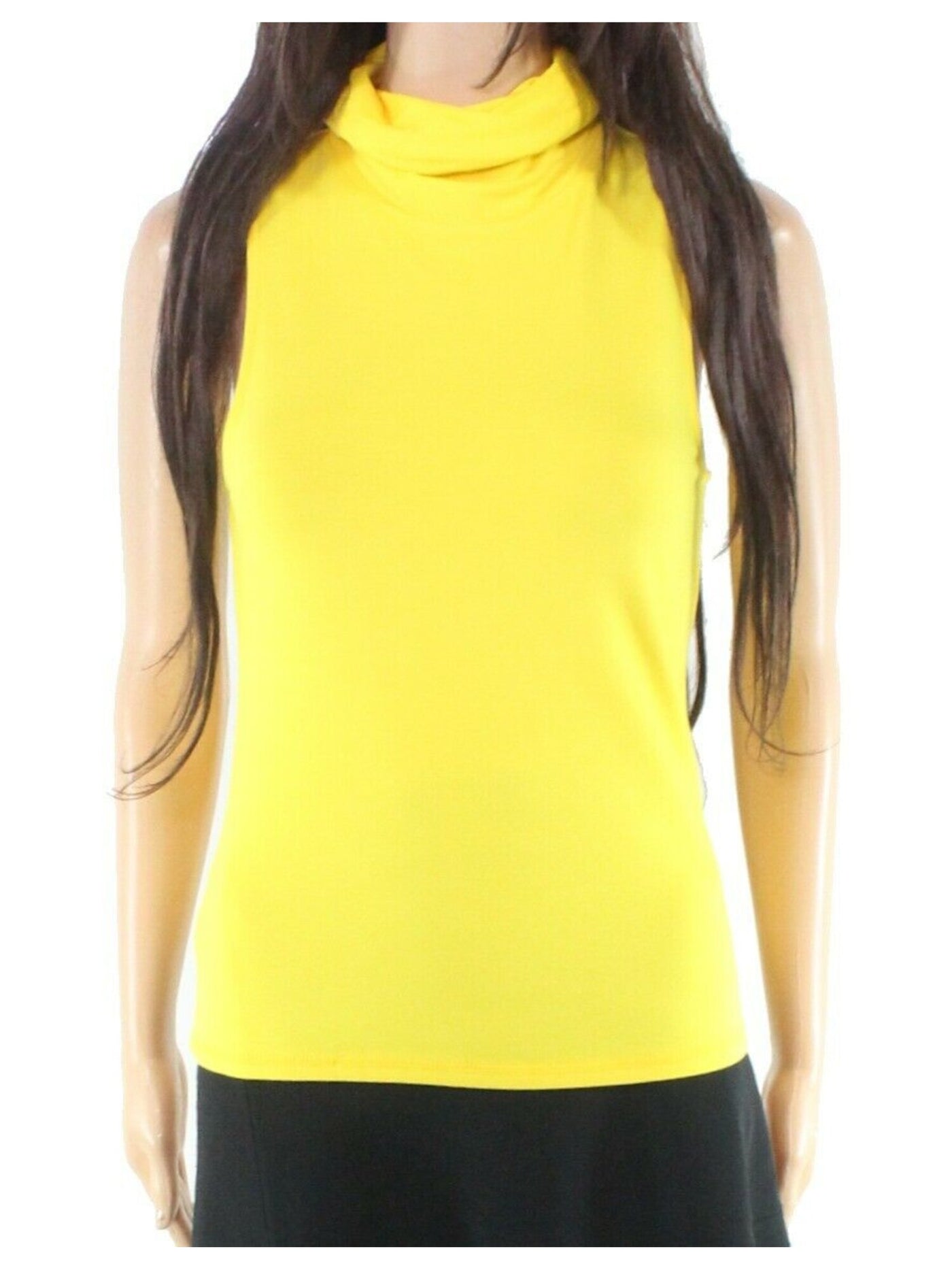 BAM BY BETSY & ADAM Womens Yellow Cotton Blend Sleeveless Scoop Neck Wear To Work Tank Top S