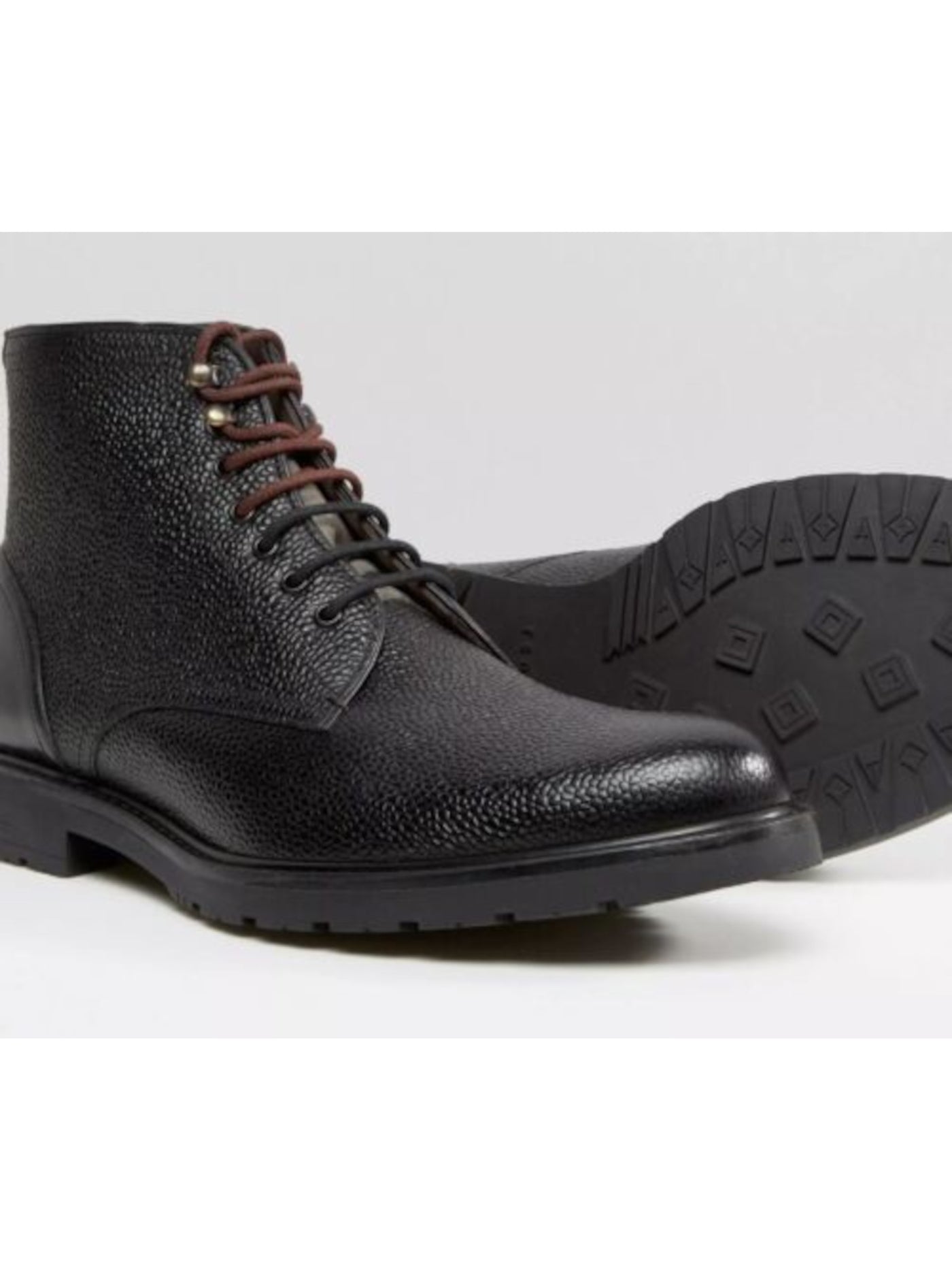 TED BAKER LONDON Mens Black Comfort Karusl Round Toe Block Heel Lace-Up Leather Boots Shoes 45