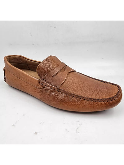 THE MENS STORE Mens Brown Penny Holder Driver Sole Padded Square Toe Slip On Leather Loafers Shoes 10 M