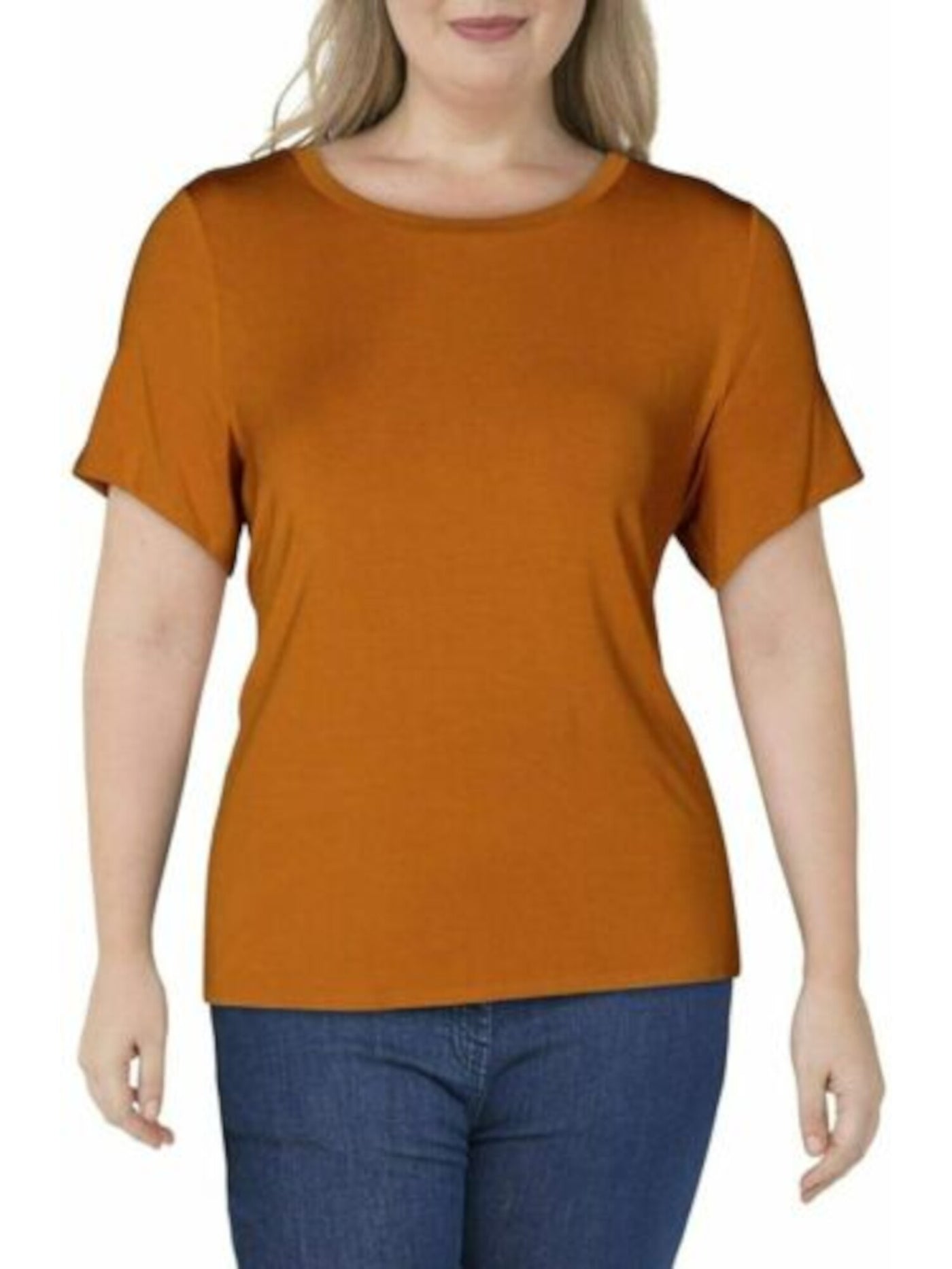ALFANI Womens Orange Short Sleeve Crew Neck T-Shirt XL