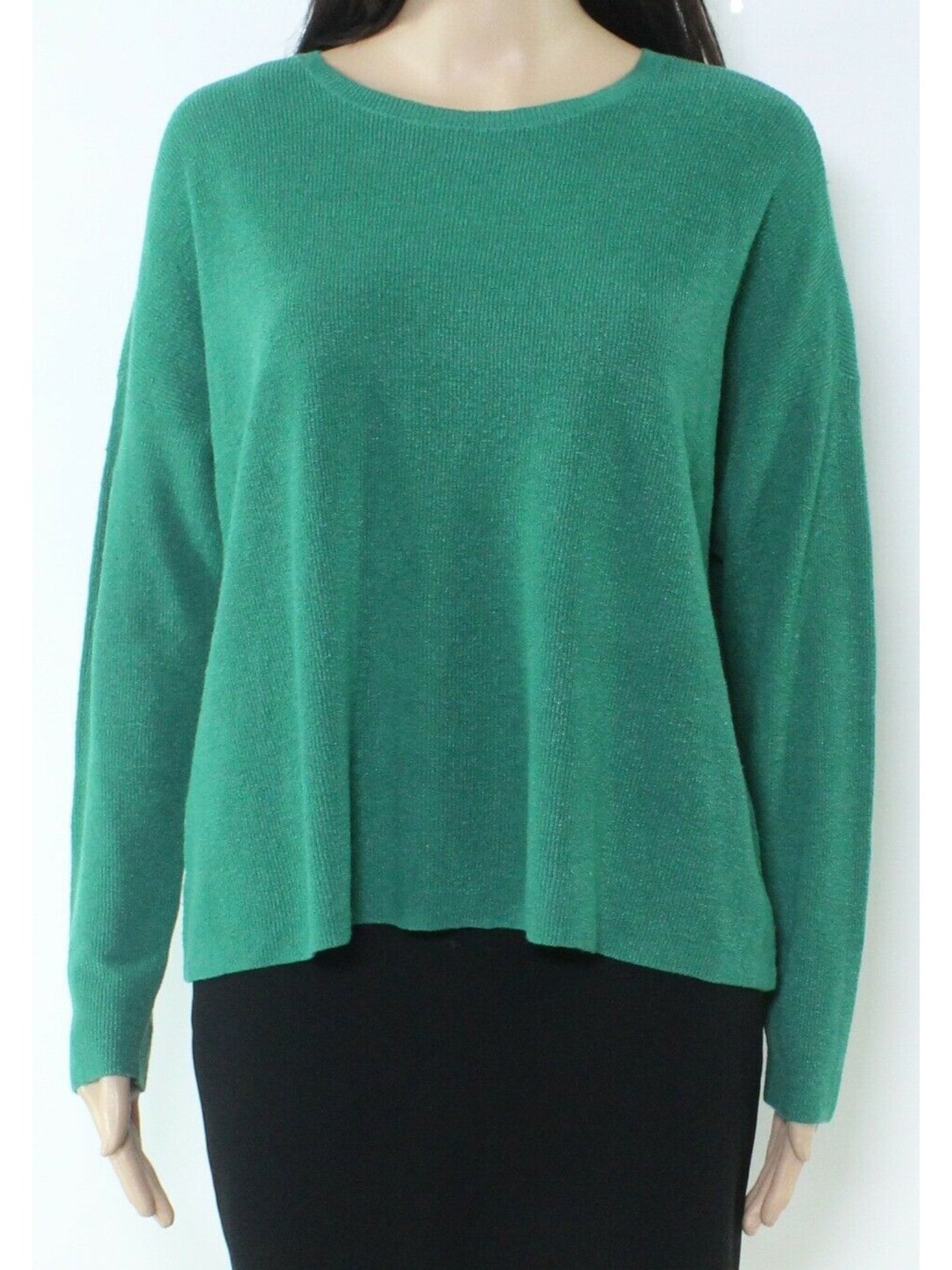 EILEEN FISHER Womens Green Long Sleeve Crew Neck Sweater Petites S