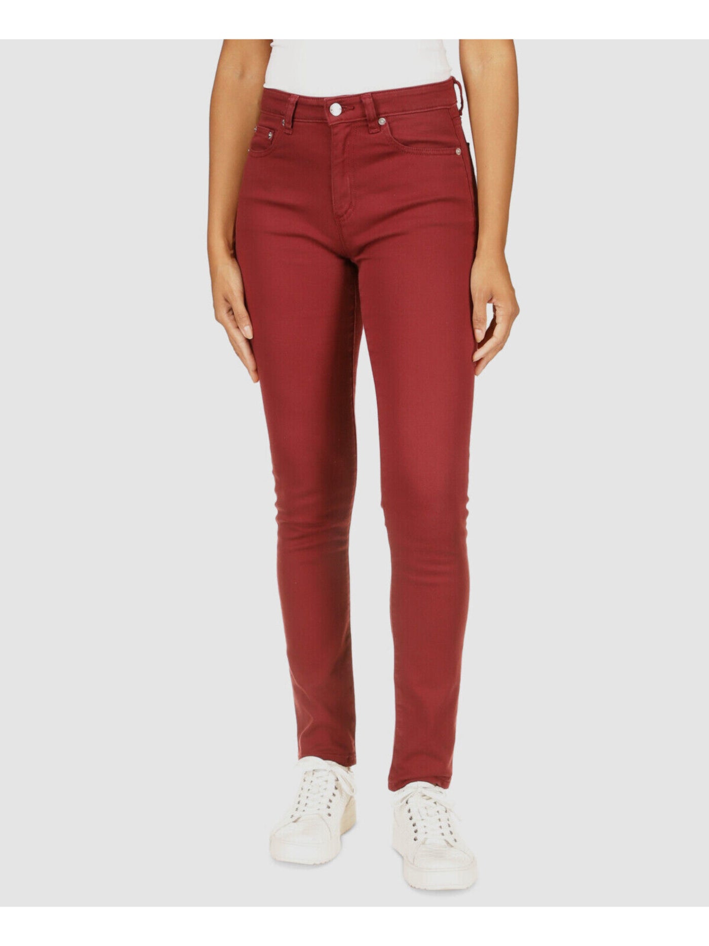 MICHAEL MICHAEL KORS Womens Maroon Pocketed Zippered Button Closure Skinny Jeans 6